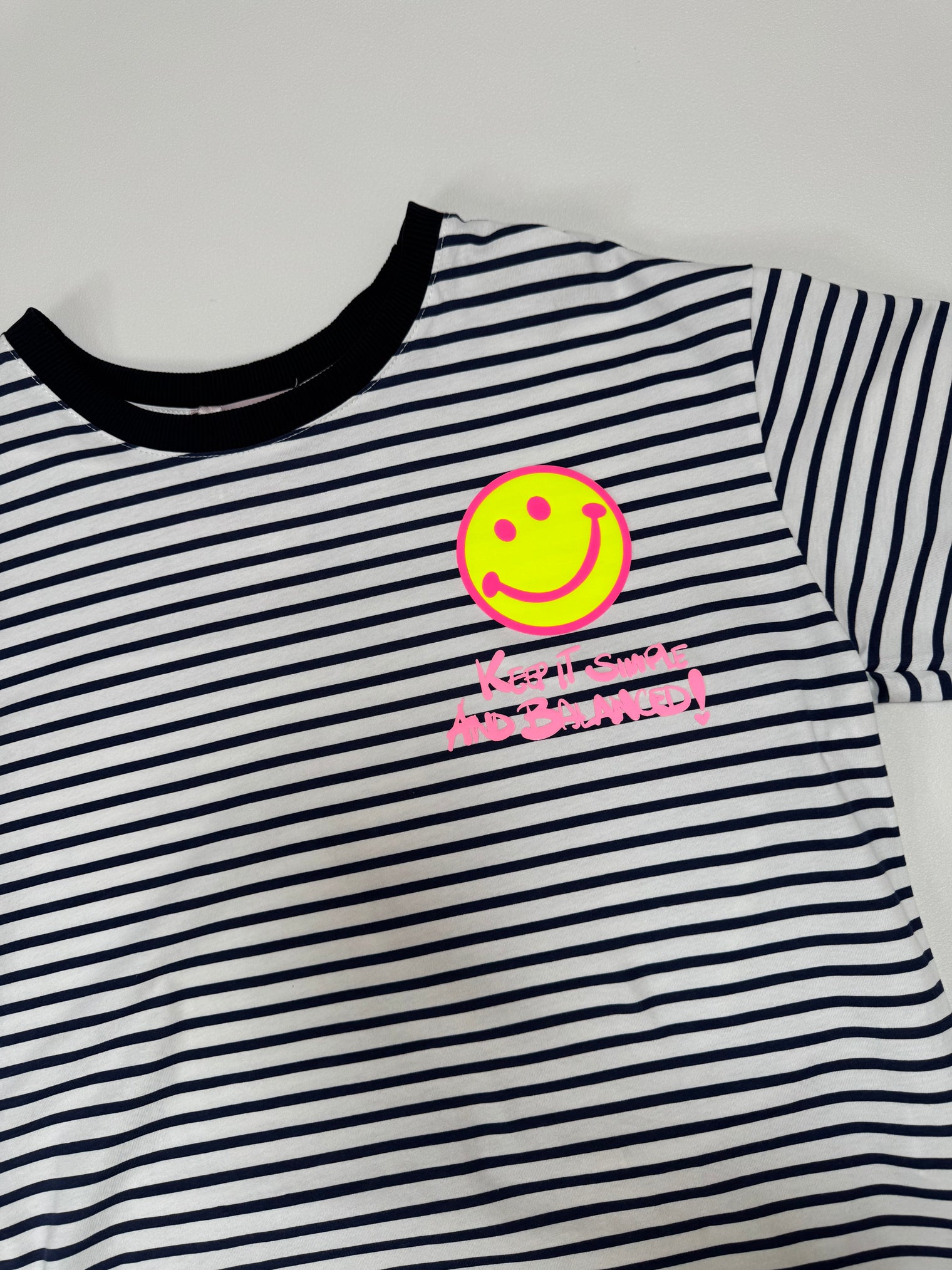 Gestreiftes Baumwoll Shirt KEEP IT SIMPLE weiß/dunkelblau