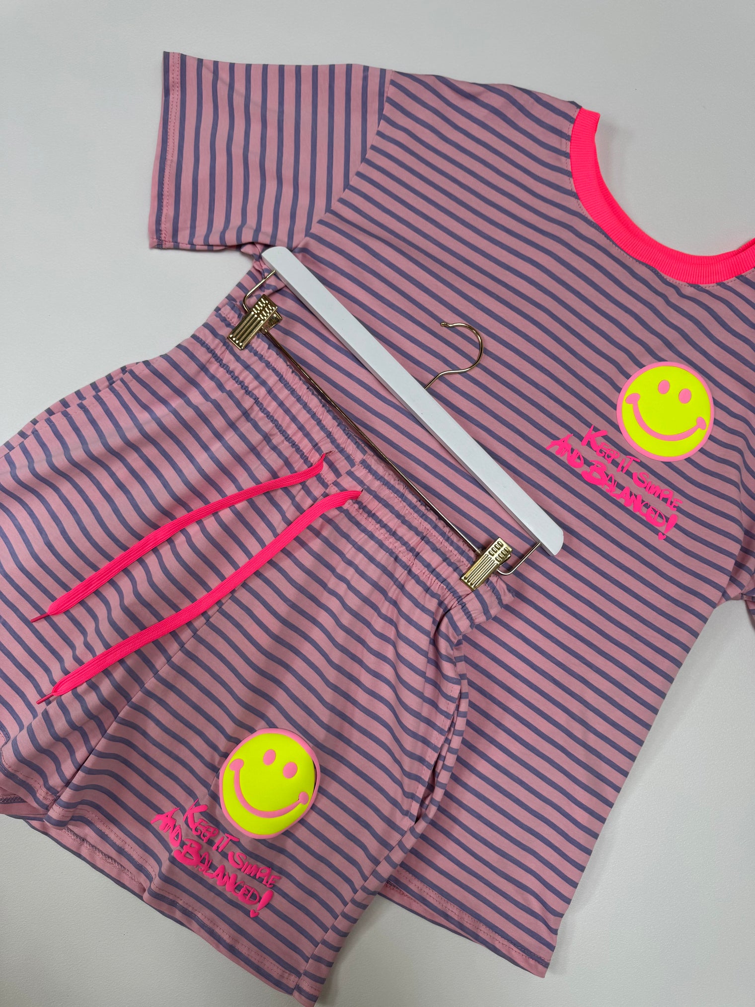 Gestreiftes Baumwoll Shirt KEEP IT SIMPLE rosa/flieder