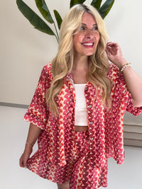 Sommer Bluse kurzarm SUMMER HOT beere/pink/peach