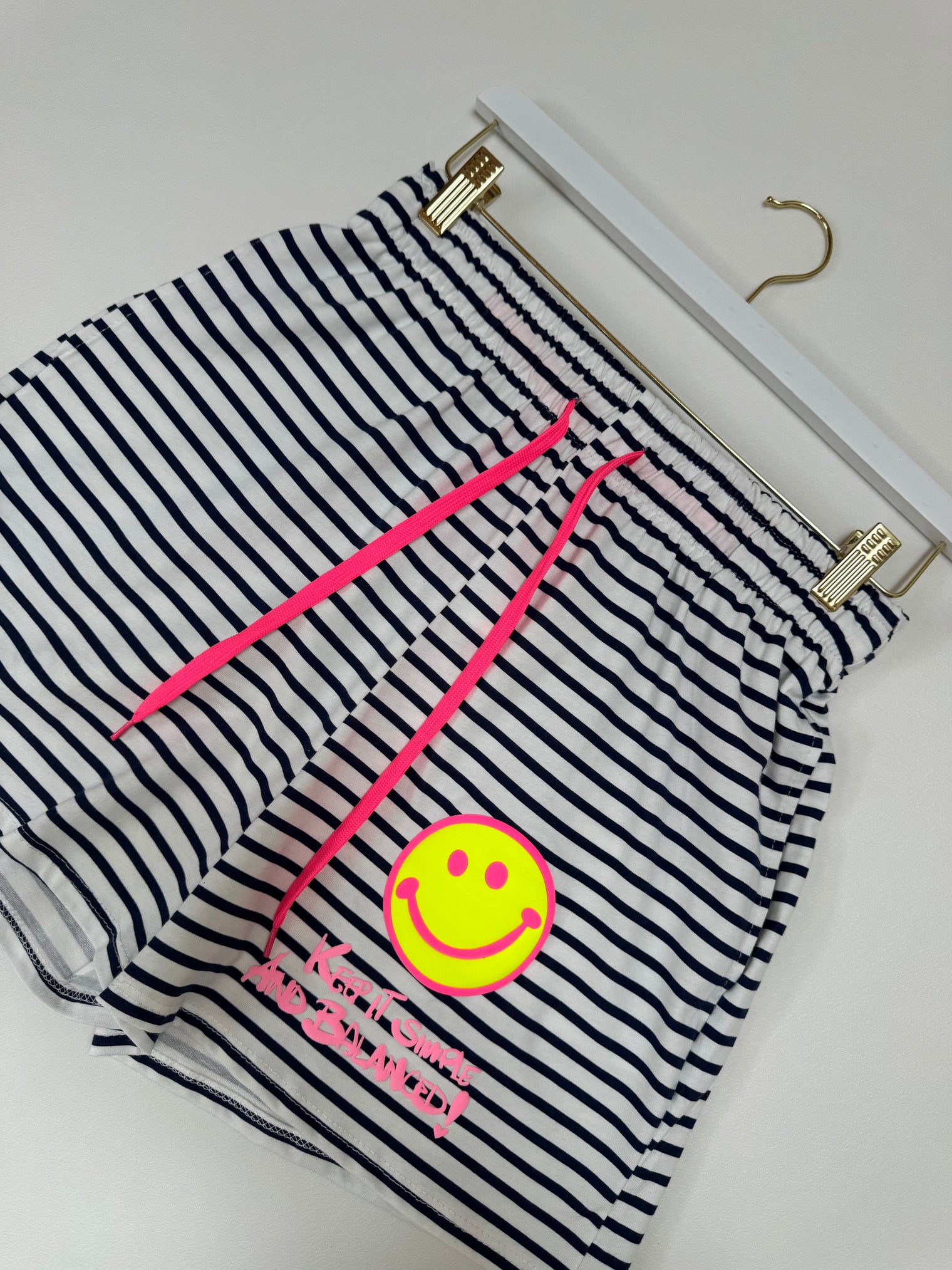 Gestreifte Baumwoll Shorts KEEP IT SIMPLE weiß/dunkelblau