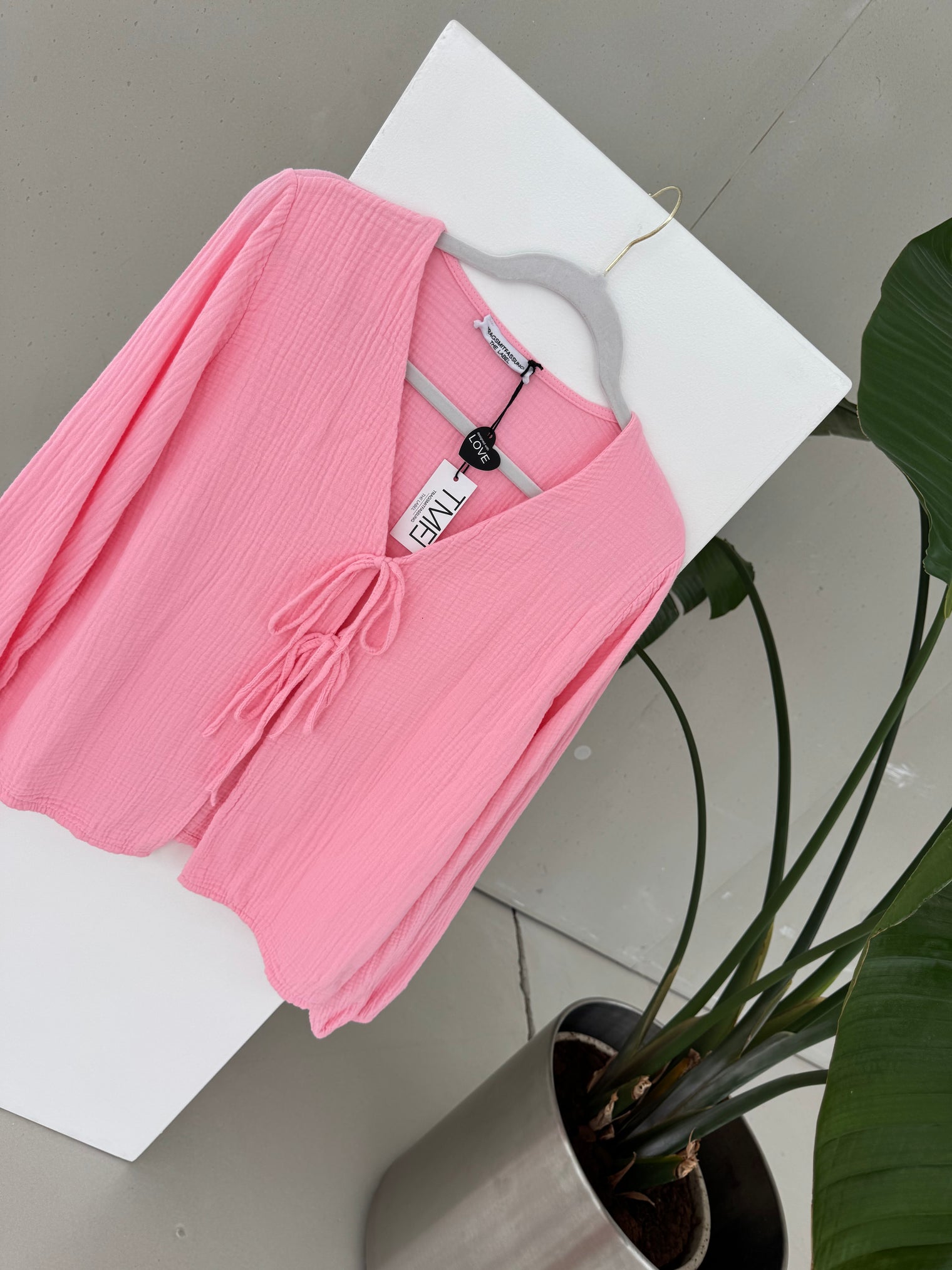 Musselin Bluse CANDY ROSE mit Schleifchen