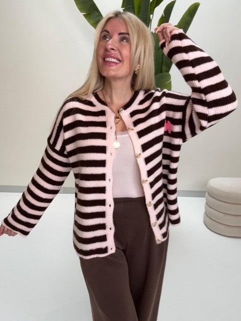Strickjacke SOHO rosa/braun