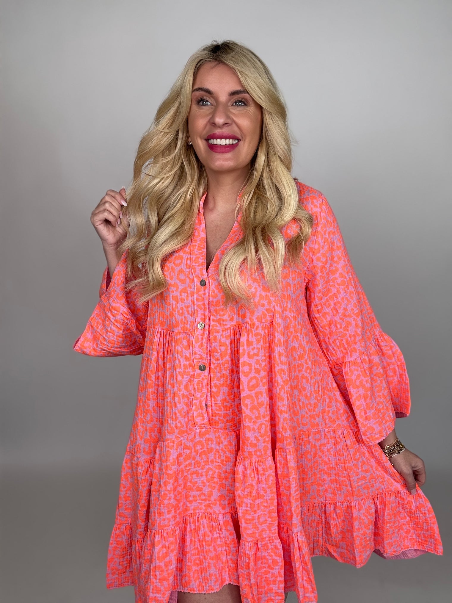 Kleid kurz rosa LEO LOVER hot orange