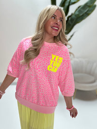 Statement Sweatshirt hellrosa YES YOU CAN Leo pink