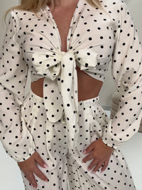 Bindebluse POLKA DOTS LOVE weiß/schwarz