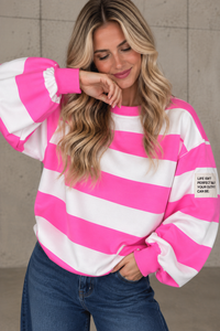 Butterstoff Sweater PERFECT OUTFIT pink/weiß