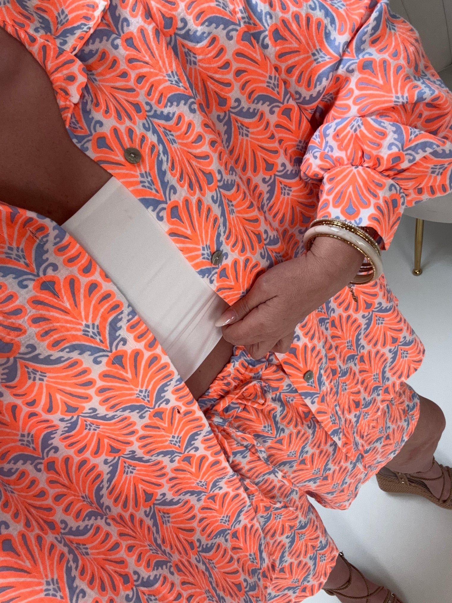 Musselin Bluse weiß ORNAMENTS light orange Blue