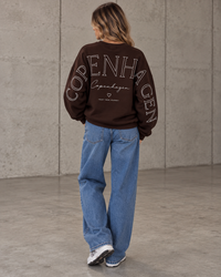 Sweater mit Rückenprint COPENHAGEN Braun weiß