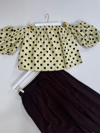 Carmen Bluse BIG POLKA DOTS buttermilk lemon/coffee