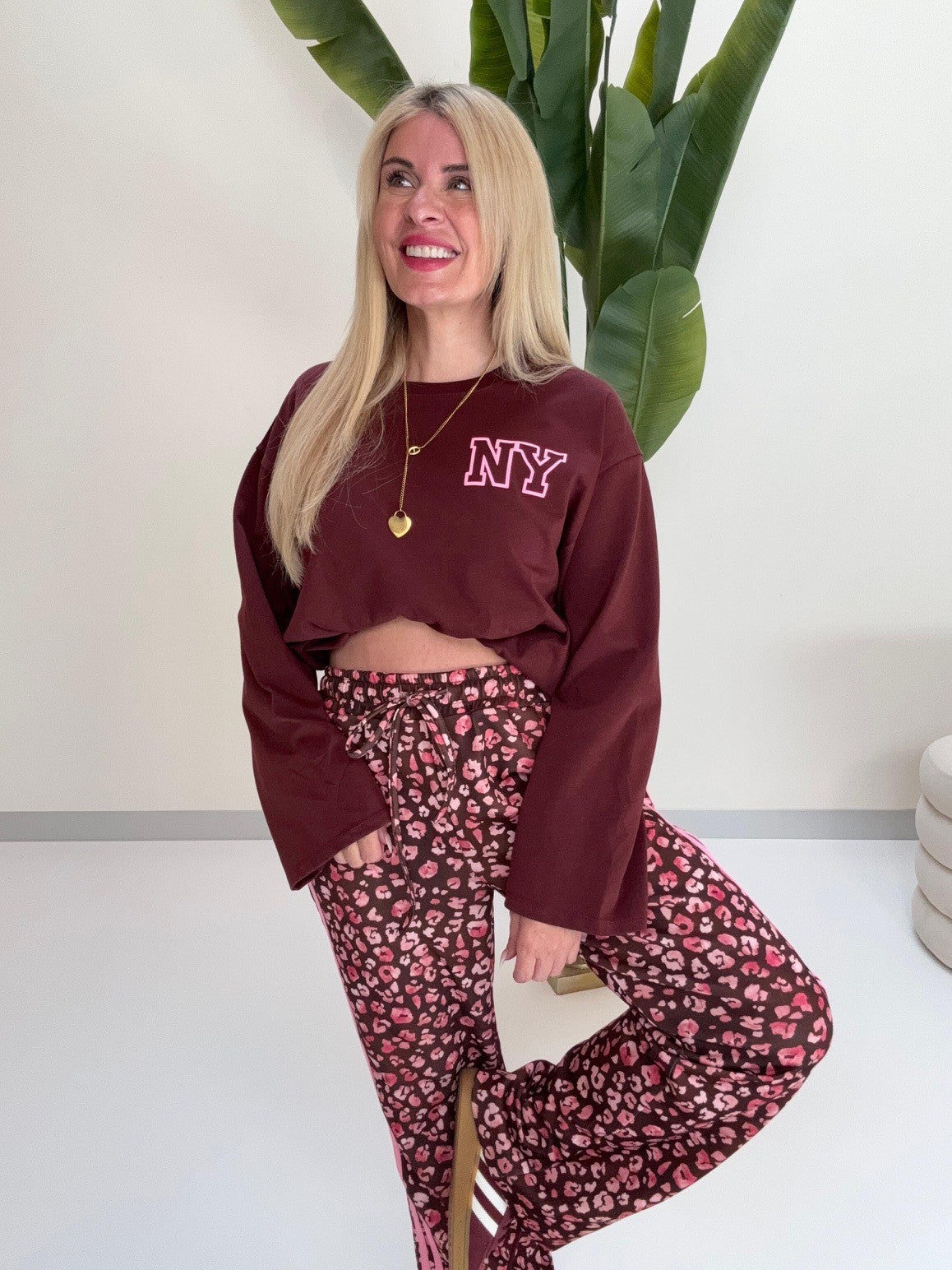 Butterstoff Hose LEO LOUNGE braun/pink