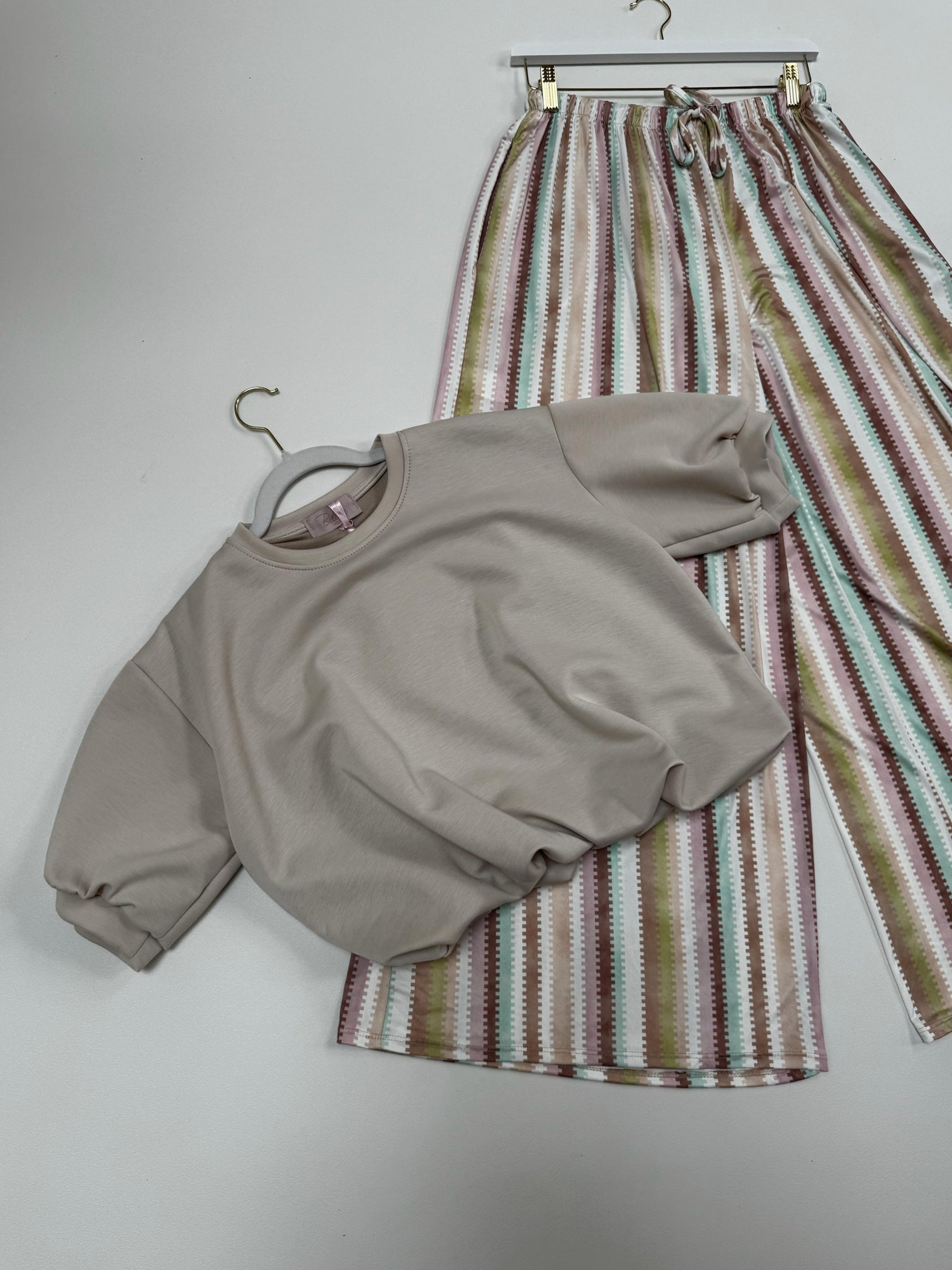 Butterstoff Hose COLORFUL SUMMER mint/rosa/beige/braun