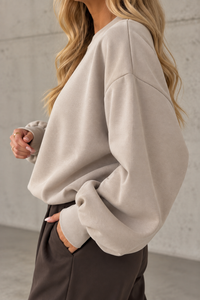 Butterstoff Pullover mit Gummizug unten beige