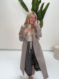 Velours Trenchcoat COZY KISS mit LEO Innenfutter storm grey