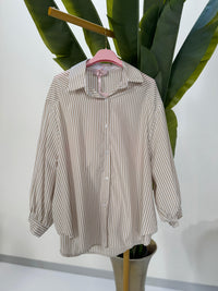 Bluse GOOD KARMA CLUB taupe/weiß gestreift