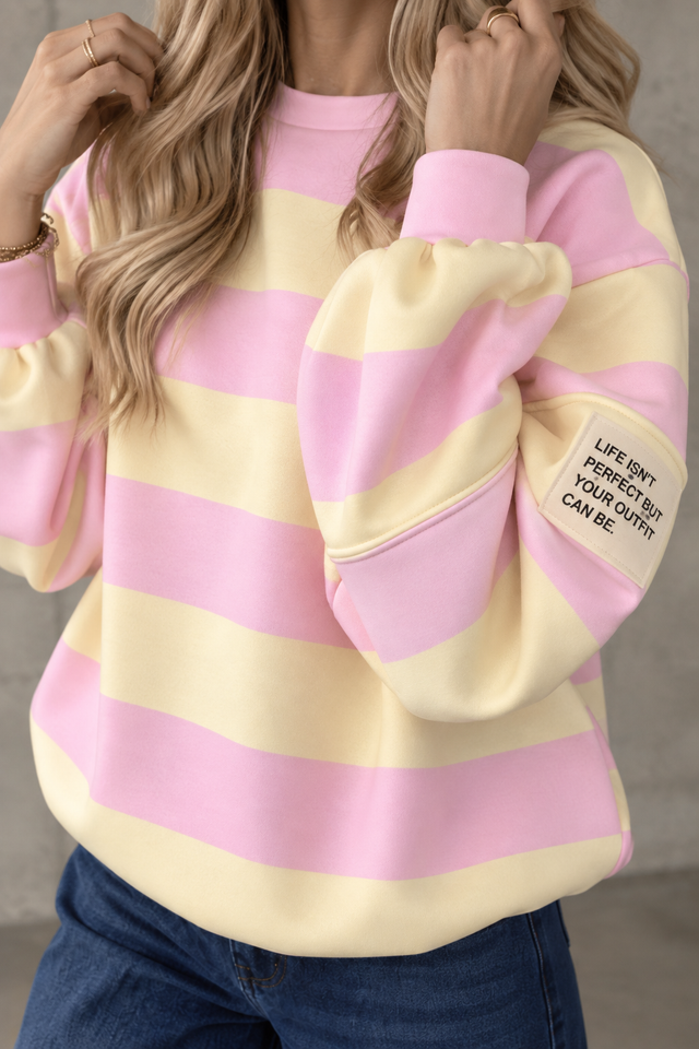 Butterstoff Sweater PERFECT OUTFIT rosa/gelb