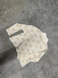 Zipper Strickjacke mit Herzchen weiß/creme