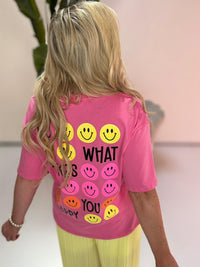 Statement Shirt DONT WORRY BE HAPPY pink mit Rückenprint