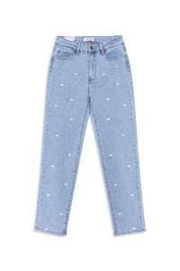 Stretch Mom Jeans WHITE HEART