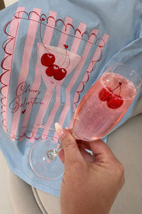 Statement Shirt hellblau CHEERS mit süßem Cocktailglas