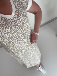 Shirt Kleid weiß LEO beige LOVE YOU TO THE MOON