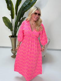 Signature Musselin Kleid pink ORNAMENTS hotpink/orange