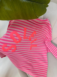 Statement Shirt pink gestreift SOLEIL mit Rückenprint