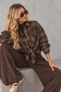 Weiches Oversize Flanellhemd kariert schwarz/creme