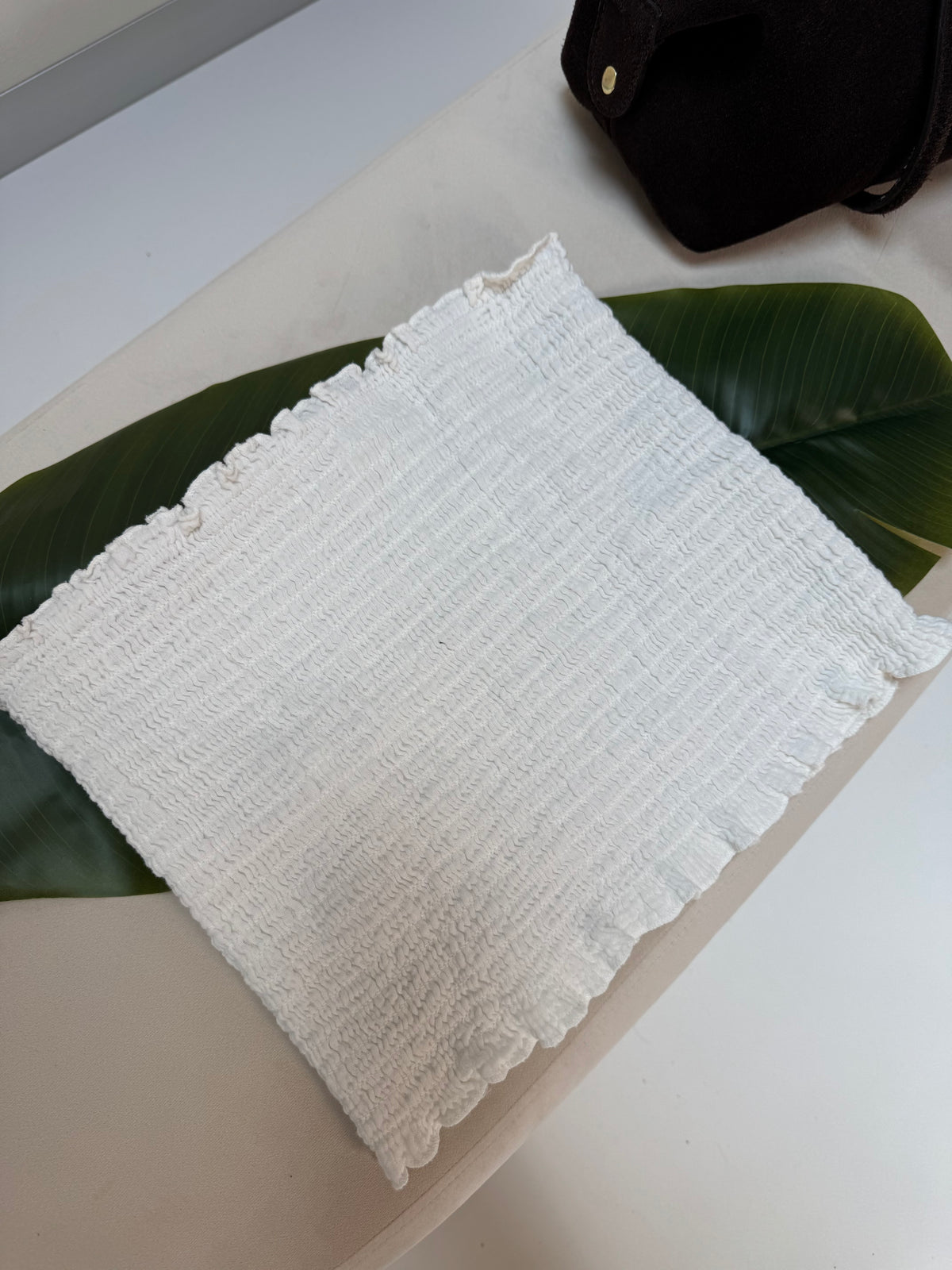 Musselin Bandeau Top mit elastischem Gummizug weiß