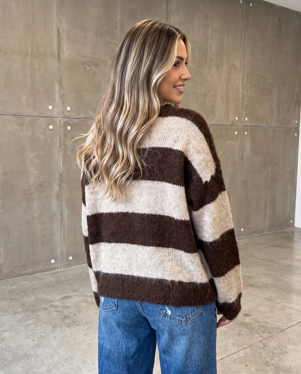 Kuschelweicher Strickpullover mit Alpakaanteil braun/beige