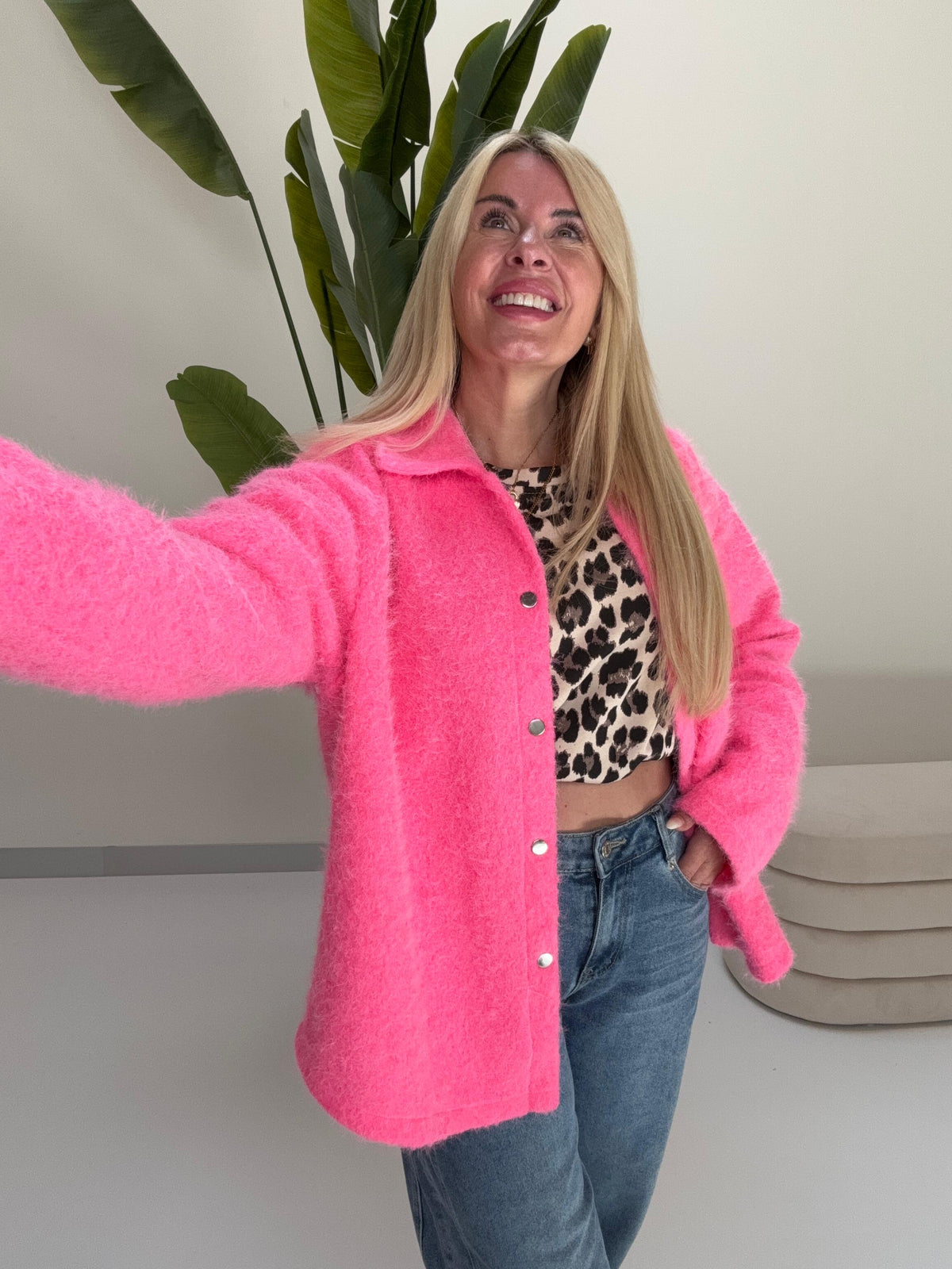 Hemd Jacke FLUFFY PINK mit Druckknöpfen