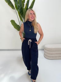 Ripp Turtle Neck Top LOVELY LIFE mitternachtsblau
