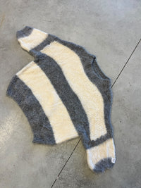 Strickpullover mit Patch grau/creme