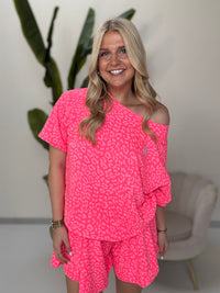 Shirt kurzarm hot fuchsia LEO LOVER AMOUR rosa mit Patch
