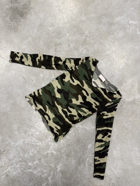 Camouflage Cashmere Langarmshirt khaki/braun/schwarz
