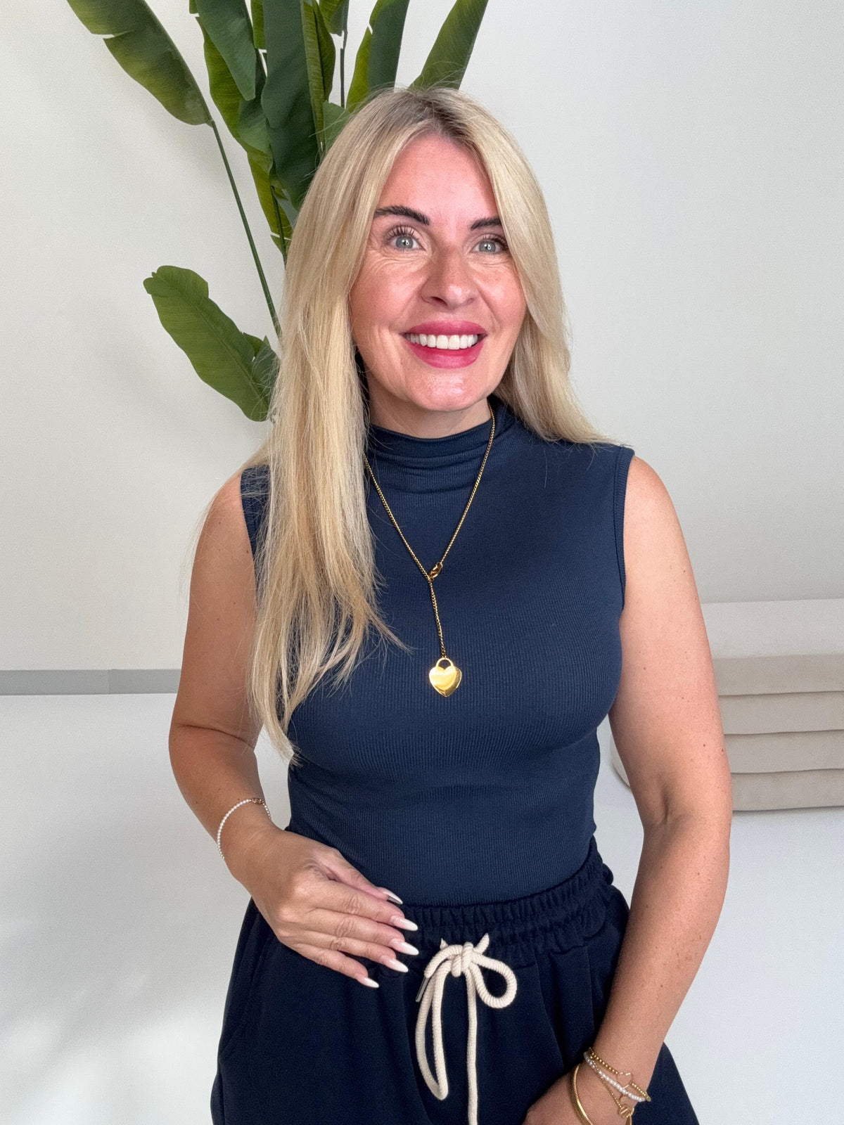 Ripp Turtle Neck Top LOVELY LIFE mitternachtsblau
