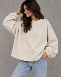 Sweater mit Rückenprint Mommy beige