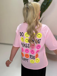 Statement Shirt DONT WORRY BE HAPPY rosa mit Rückenprint