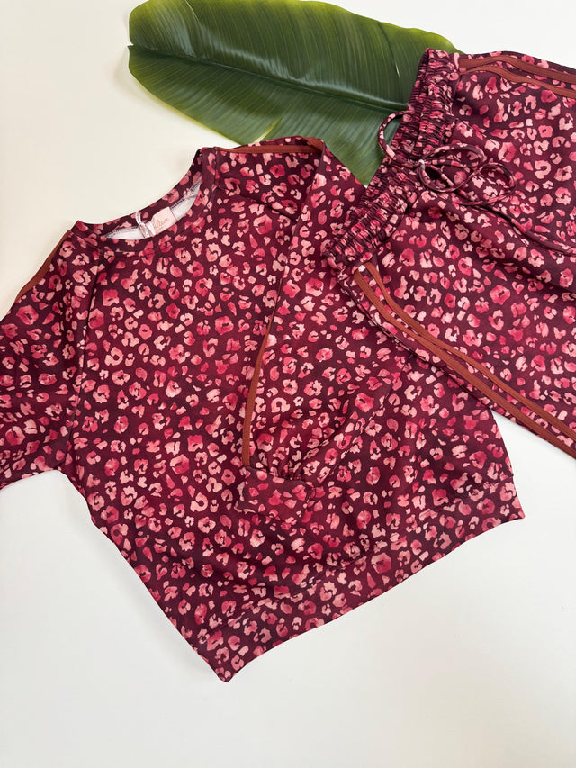 Butterstoff Sweater LEO LOUNGE burgundy/rosa