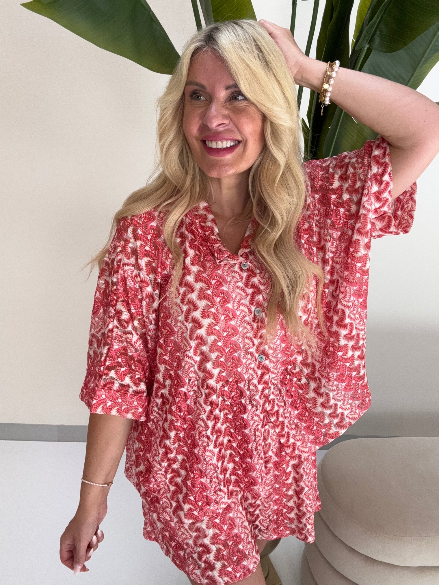 Sommer Bluse kurzarm SUMMER HOT rosa/pink/rot