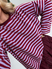 Longsleeve mit leicht ausgestelltem Ärmel STRIPES burgundy Flieder