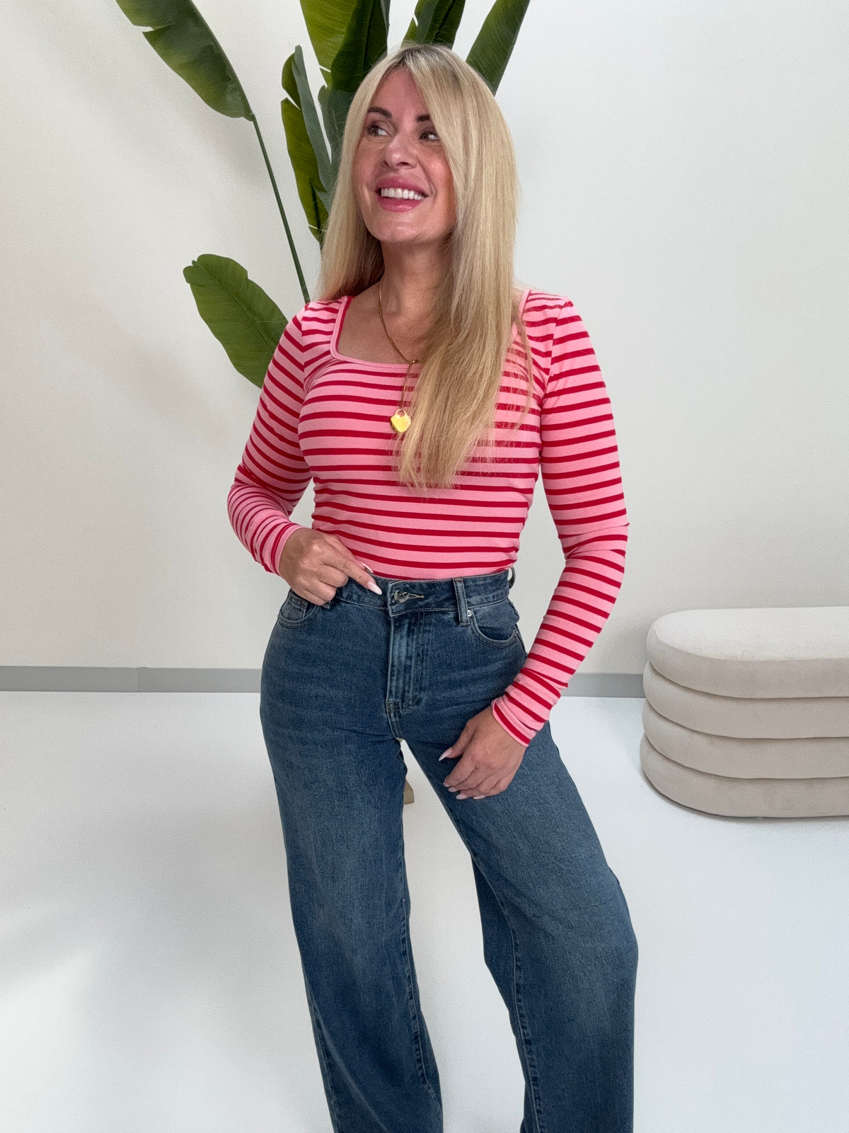 Stretch Jeans denim blue HEART LOVER mit Herztaschen