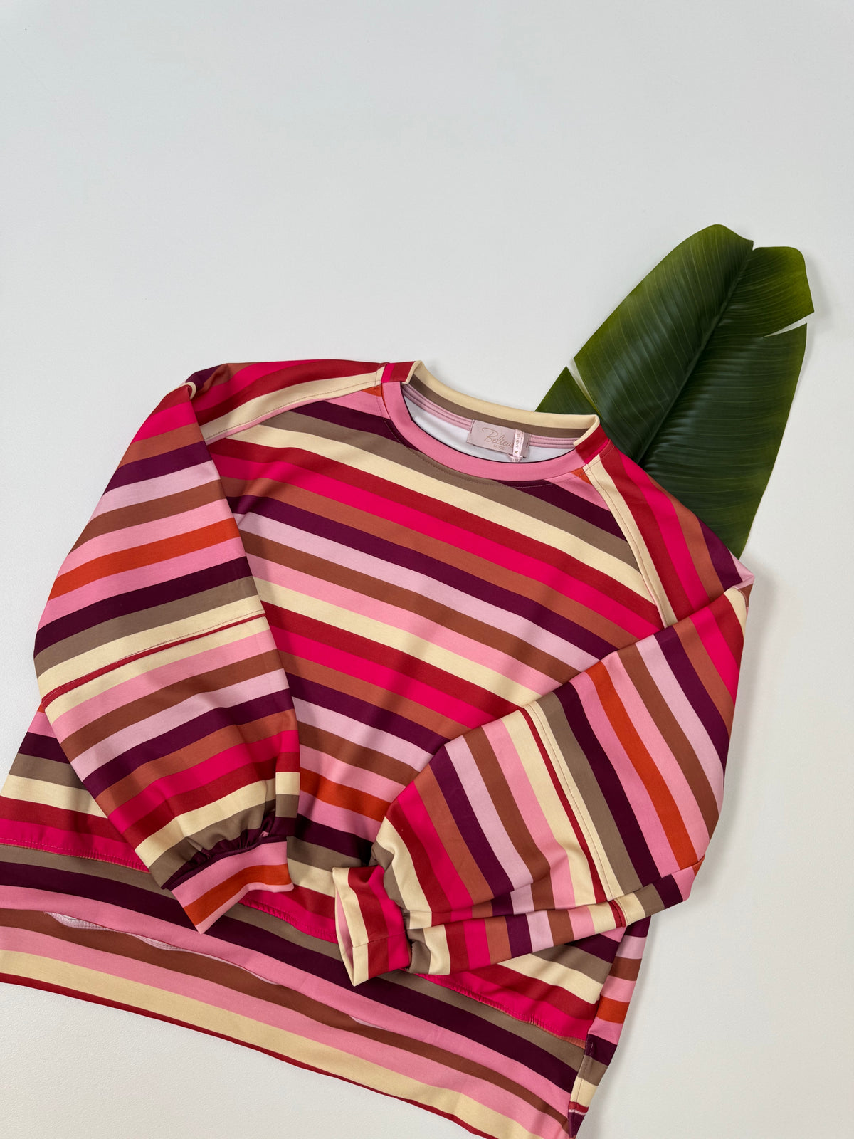 Butterstoff Sweater mit Patch am Ärmel SMALL STRIPES buttermilk/rosa/pink/taupe/braun/orange