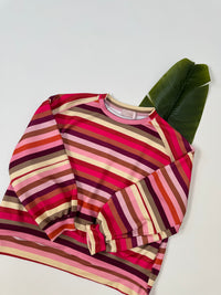 Butterstoff Sweater mit Patch am Ärmel SMALL STRIPES buttermilk/rosa/pink/taupe/braun/orange