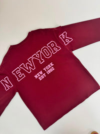 Statement Sweater burgundy NEW YORK
