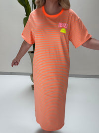 Shirt Kleid IBIZA mit seitlichen Schlitzen orange/beige gestreift
