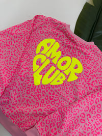 Sweater mit Rückenprint AMOR CLUB pink leo