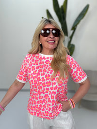 Statement Shirt weiß LEO POWER hot pink&orange