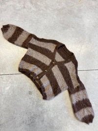Flauschige Strickjacke mit Knopfleiste chocolate/taupe