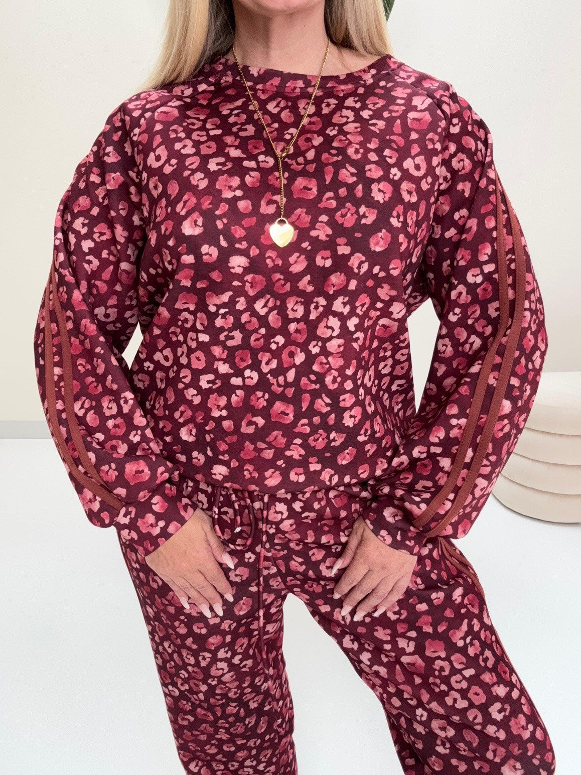 Butterstoff Sweater LEO LOUNGE burgundy/rosa
