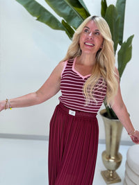 Strick Ripp Top burgundy/rosa